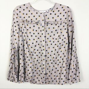 BODEN | Gray Dot Print Silk Blend Button Top Sz 10